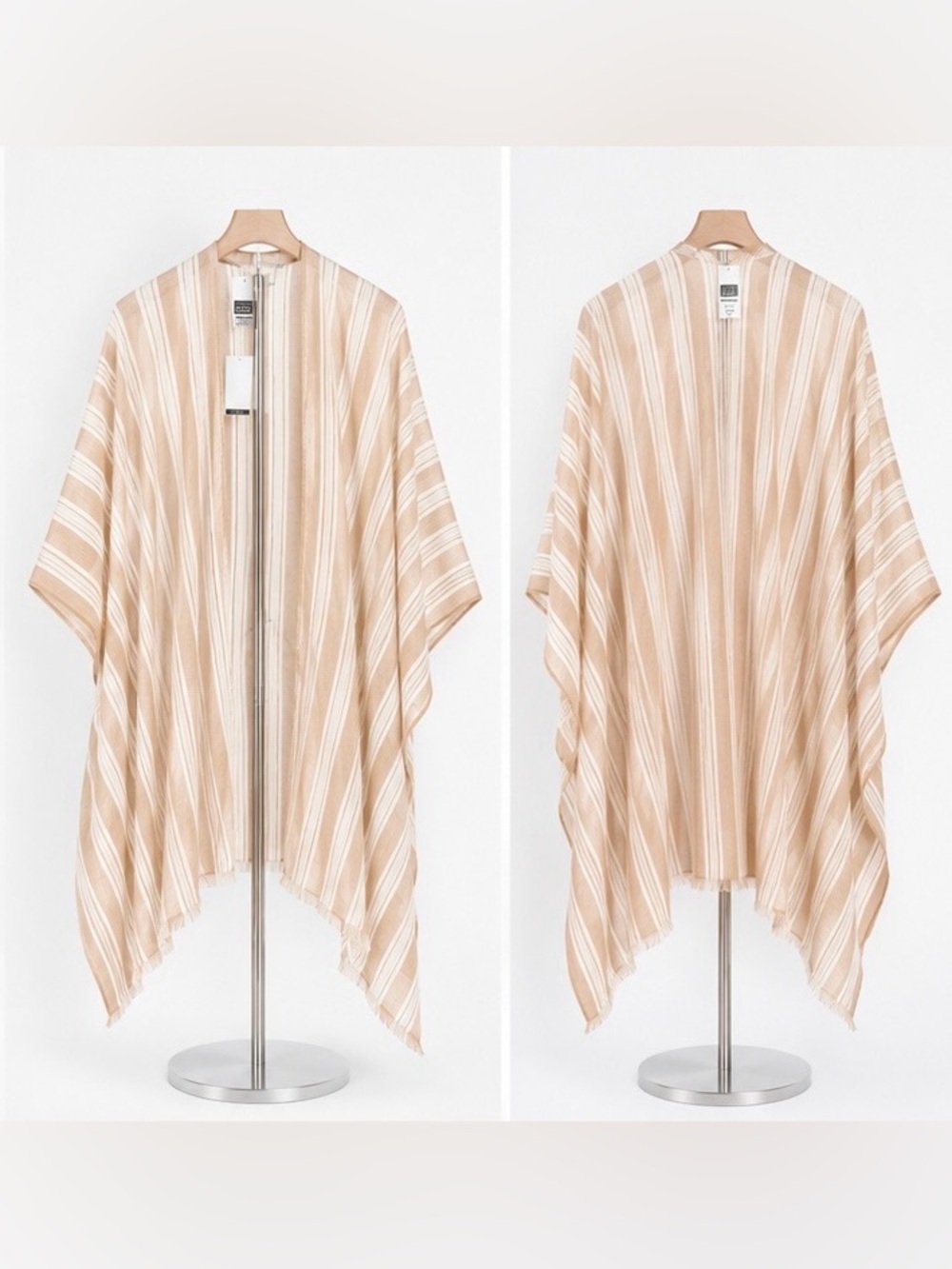 Nordstrom Beige & White Striped Gauze Ruana Cover-Up | One Size | NWT 🤎🏝️